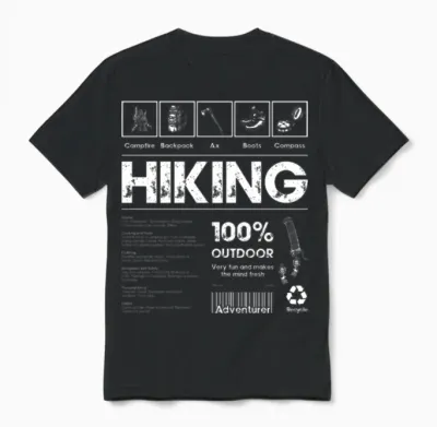 Hiking 100% Outdoor Adventure Unisex T-Shirt - Black