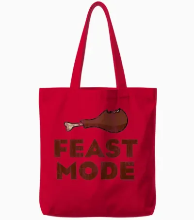 Feast Mode Funny Thanksgiving Tote Bags - Red