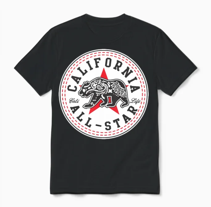 California Converse Black and Red Unisex T-Shirt in Black