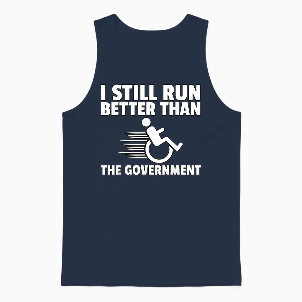 Wheelchair Disability Gift Funny Handicap T-Shirt Small Unisex Tank Top in Navy
