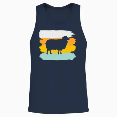 Sheep Retro Unisex Tank Top - Navy