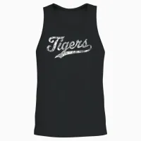 Tigers Mascot T Shirt Vintage Sports Name Tee Design Unisex Tank Top in Black - 2