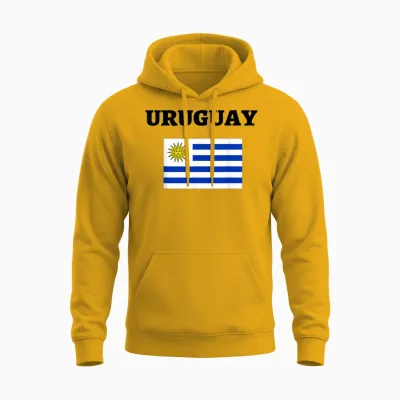 Fußball-T-Shirt Mit Uruguay-Flagge, Fußball-Trikot Unisex Hoodie - Gold