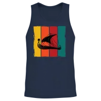 Retro Viking Ship Unisex Tank Top - Navy – 2