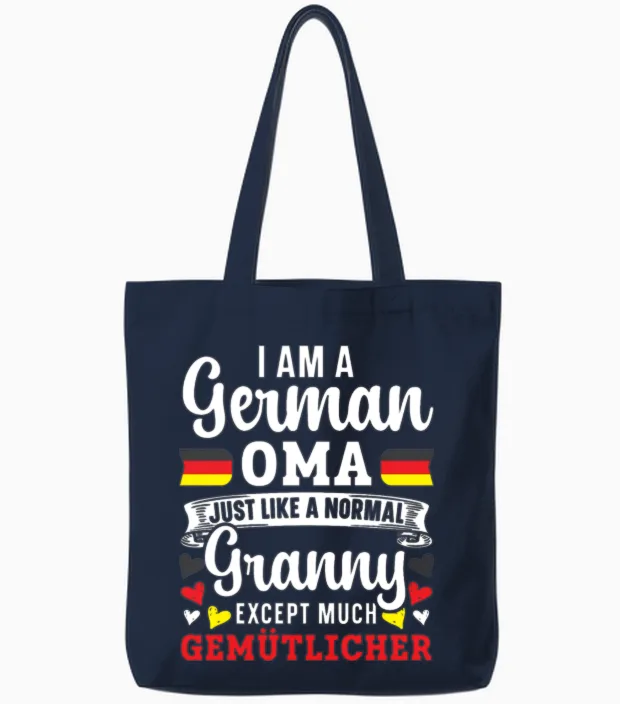 I Am a German Oma Grandma Deutschland Germany Tote Bags in Navy