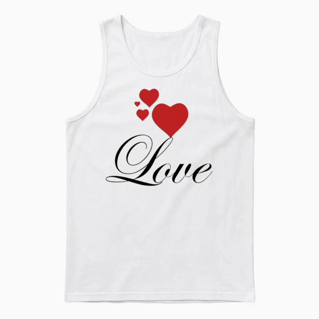 Love with Hearts. Unisex Tank Top in White