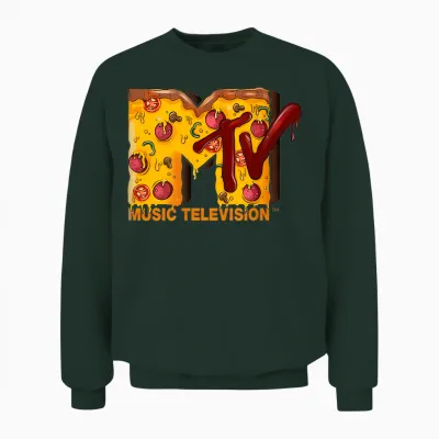 Mademark X Mtv - the Original Mtv Logo with a Pizza for Pizzalover Unisex Sweatshirt - Forest