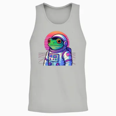 Retro Frog Astronaut Unisex Tank Top - Ash