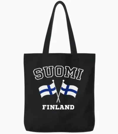 Suomi Finland Tote Bags - Black