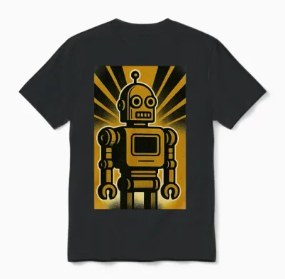 Retro Robo Unisex T-Shirt - Black