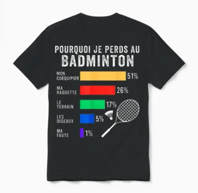 Drôle Badminton Je Peux Pas J'ai Badminton Gift Idea Bad T-Shirt, Black, S Unisex T-Shirt - Black