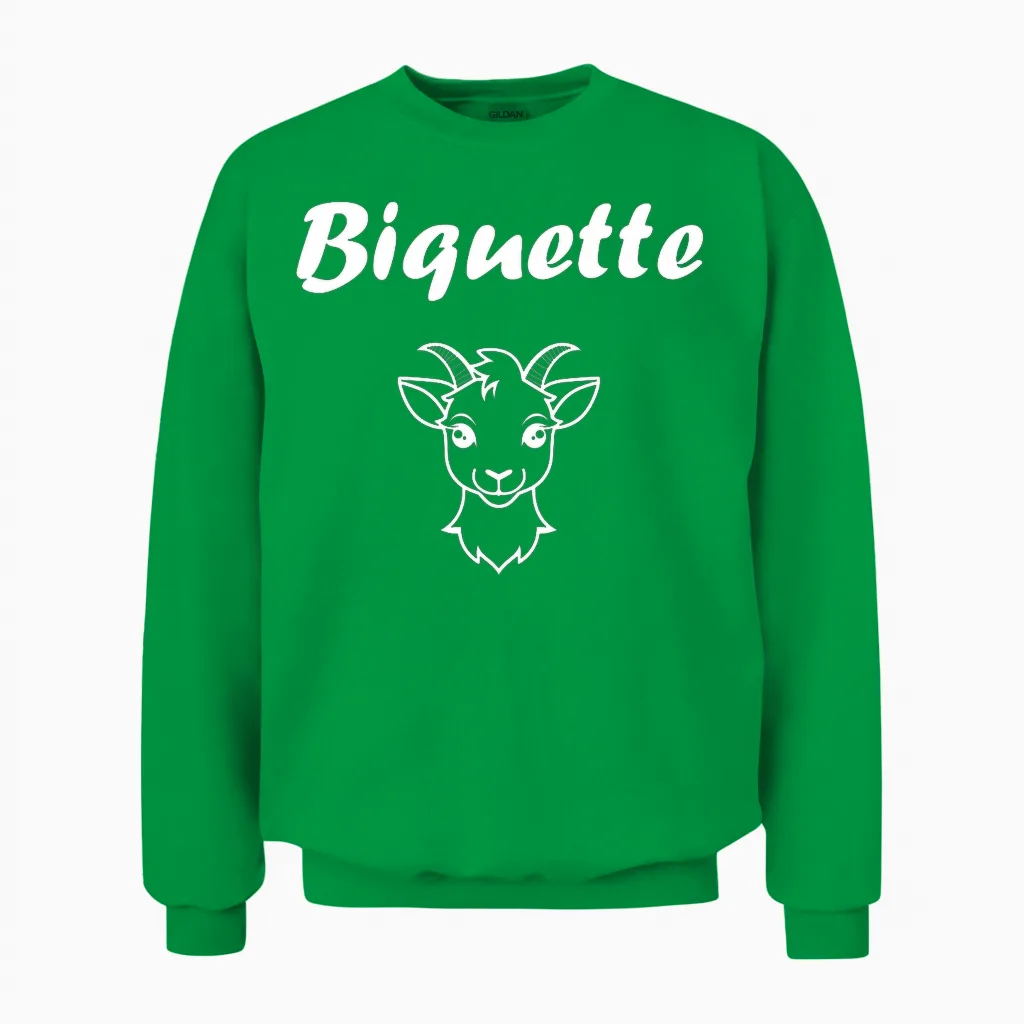 Nom Biquette Biche Amour Surnom Biquette T-Shirt Haut De Gamme Unisex Sweatshirt in Irish Green