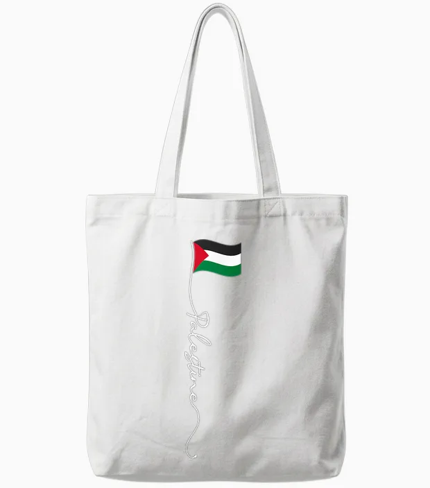 Palestine Flag Pride Tote Bags in White
