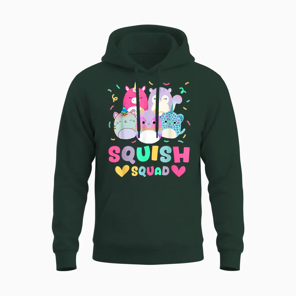 Squish Squad Birthday Shirt for Girls Unisex Hoodie in Forest