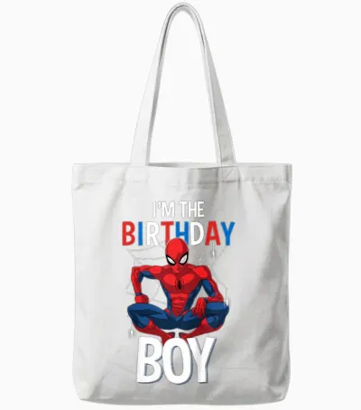 Kids Marvel Comics Spider-Man Classic I'm the Birthday Boy Tote Bags - White