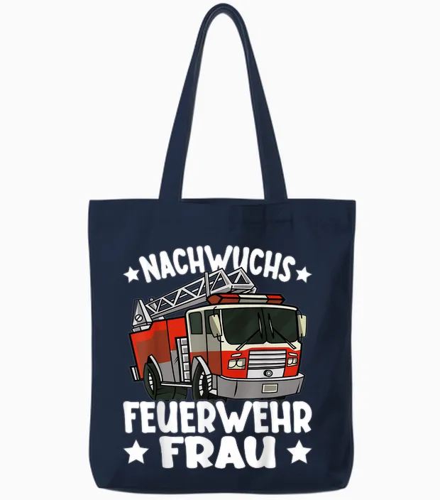Kinder Mädchen Feuerwehr Nachwuchs Feuerwehrfrau Lustiges Tote Bags in Navy