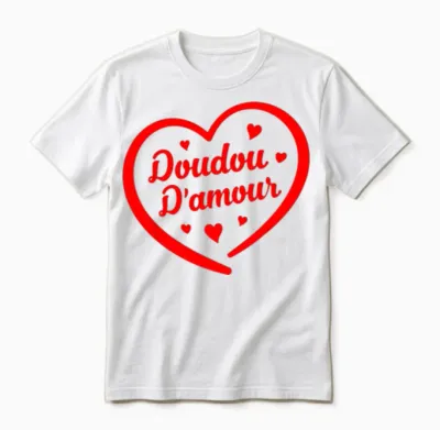 Doudou D'amour Cute and Humorous Valentine's Day Unisex T-Shirt - White