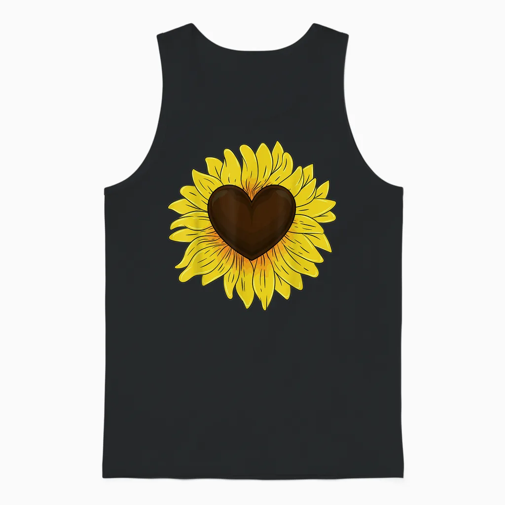 Sonnenschein Sonnenblumen Herz Blumen Gelbe Sonnenblume Unisex Tank Top in Black