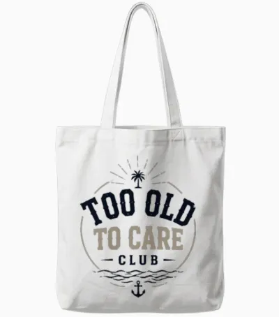 My Give a Damn Is Broken Beach Retro Too Old to Care Club Tote Bags - White