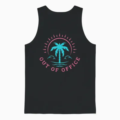 Retro Out of Office Summer Beach Holiday No Work T-Shirt, Black, S Unisex Tank Top - Black