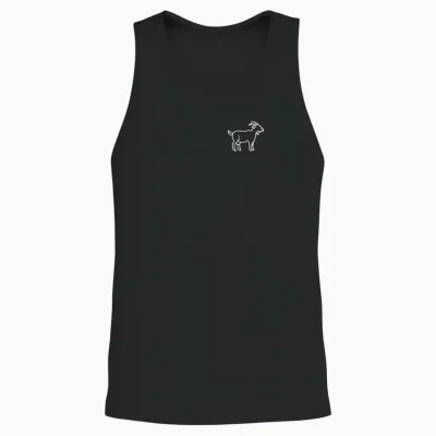 The Pocket Patch Badge Apparel Co. Goat Animal Badge Patch Line Art Icon Outline Gift Unisex Tank Top - Black