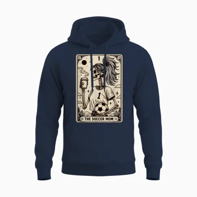 Soccer Mom Tarot Card, Vintage Halloween Soccer Mama Unisex Hoodie - Navy
