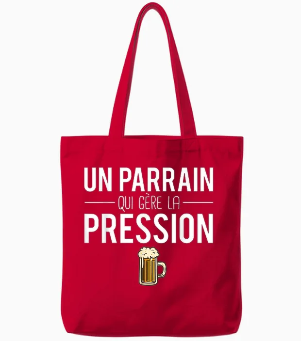A Godfather Who Manages Pressure Joke Godfather Humor Tote Bags in Red
