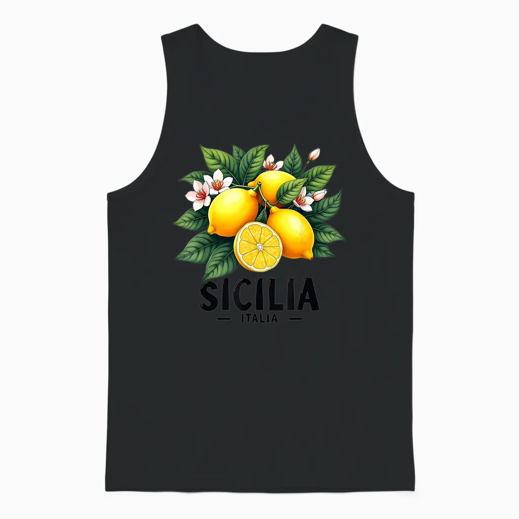 Sicilia Italia Sizilien Italien Frische Italienische Zitronen Sizilianisch Unisex Tank Top in Black