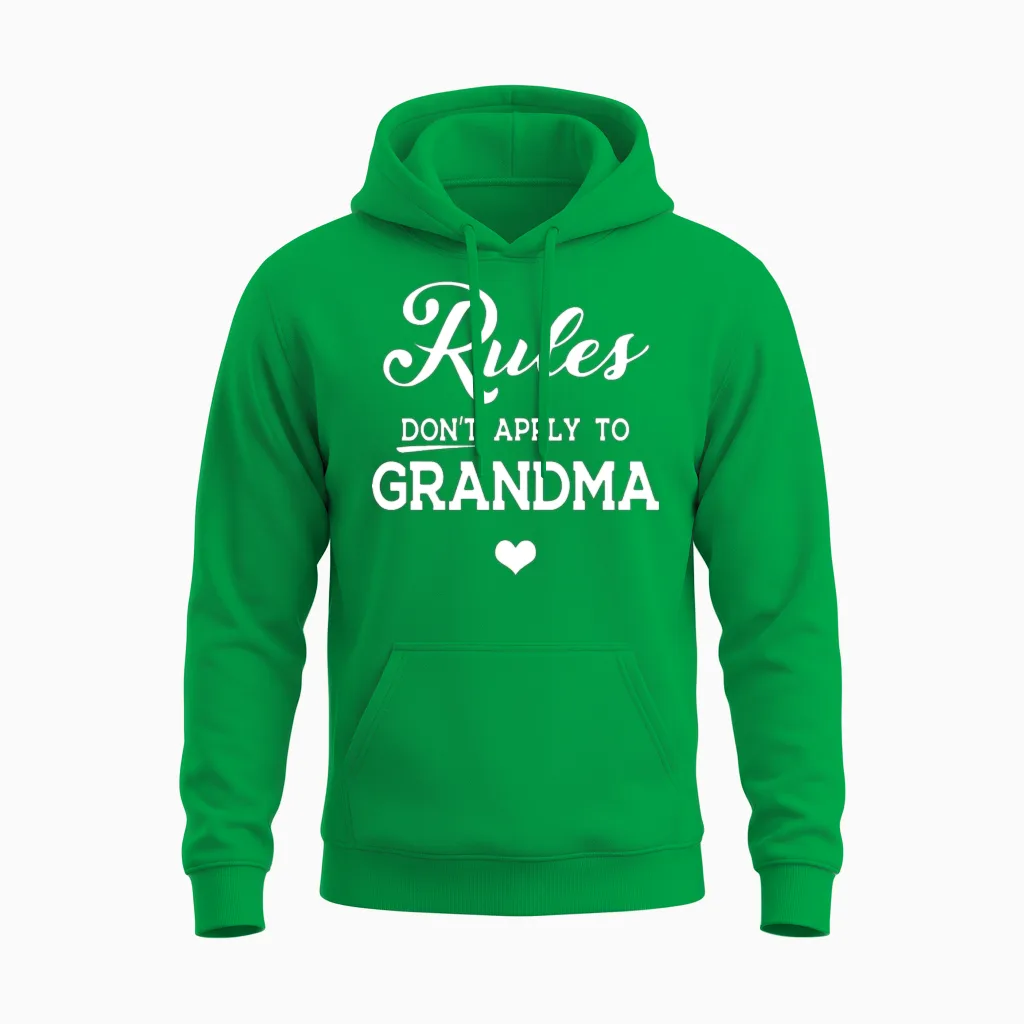 Rules Dont Apply to Grandma Love Heart Grandma Unisex Hoodie in Irish Green