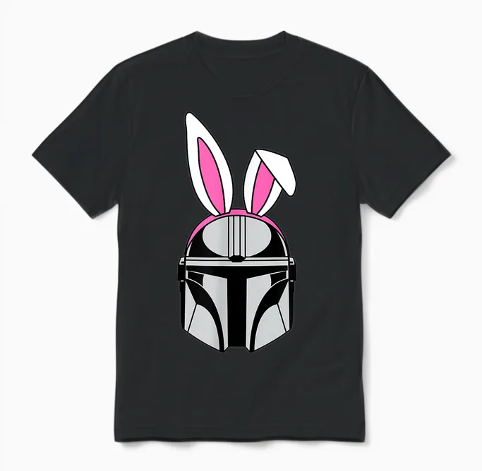 Amazon Essentials the Mandalorian Helmet Spring Easter Bunny Ears Unisex T-Shirt in Black