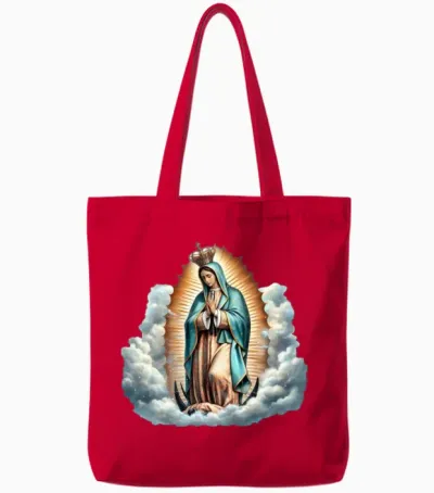 Most Searched Our Lady of Guadalupe Tote Bags - Red