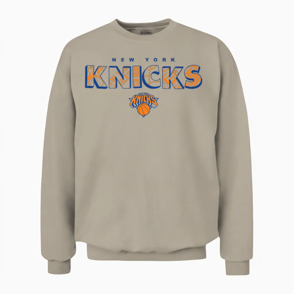 Nba - New York Knicks Logo Knockout Weiß Unisex Sweatshirt in Sand