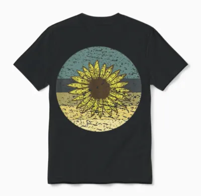 Retro Sunflower Unisex T-Shirt - Black
