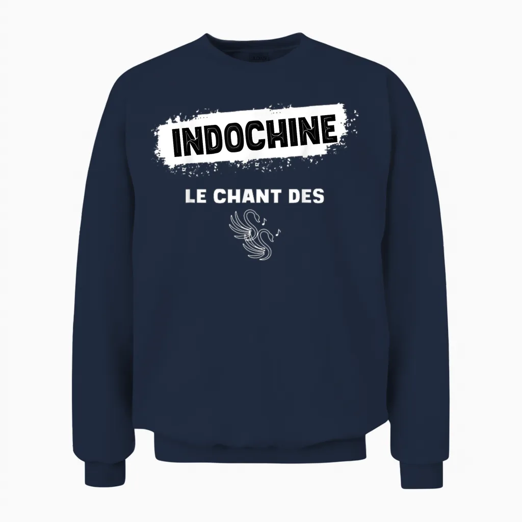 Indochine Swans Men Women and Children T-Shirt, Black, S Unisex Sweatshirt in Navy