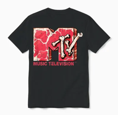 Mtv Logo Flesh and Bones Meat Beef Steak Raw Meat Mtv Unisex T-Shirt - Black