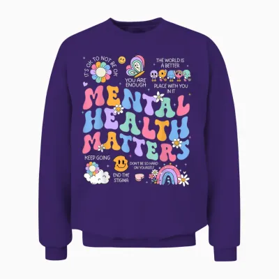 Mental Health Matters Human Brain Illness Awareness Unisex Sweatshirt - Purple