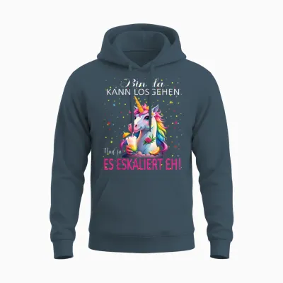 Unicorn Bin Da Kann Losgehen Und Ja Es Eskaliert Eh Kostüm Unisex Hoodie - Dark Heather