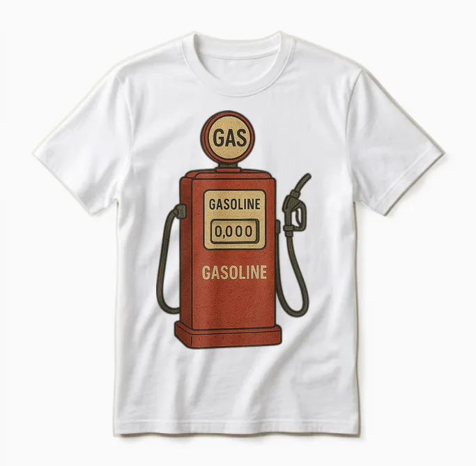 Vintage Graphic T-Shirt with Retro Fuel Pump Unisex T-Shirt in White