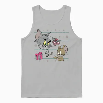Tom and Jerry Ugly X-Mas Ho! Oh! Oh! Unisex Tank Top - Ash