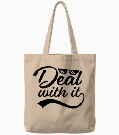 Funny Deal with It Tote Bags - Natural