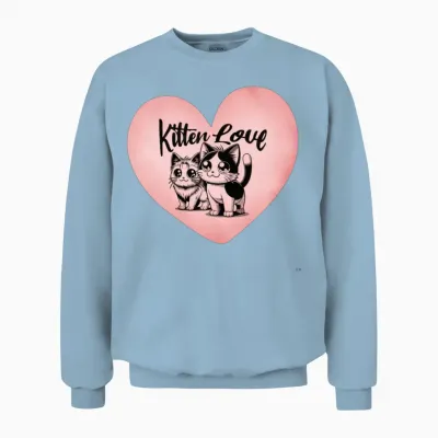 'kitten Love' Cat Petlove Heart Gd Unisex Sweatshirt - Light Blue