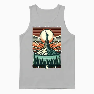 Retro Statue of Liberty Unisex Tank Top - Ash