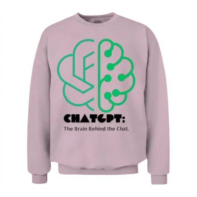 Chatgpt: the Brain Behind the Chat (dark Design) Unisex Sweatshirt - Light Pink