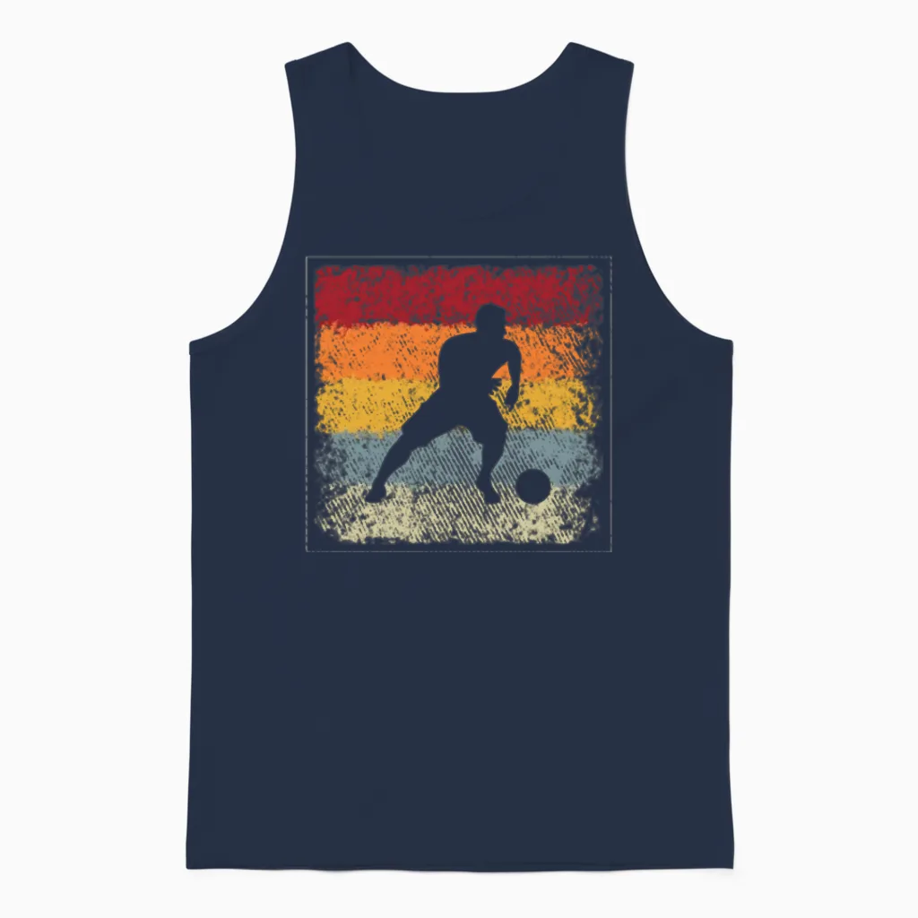 Soccer Retro Unisex Tank Top in Navy