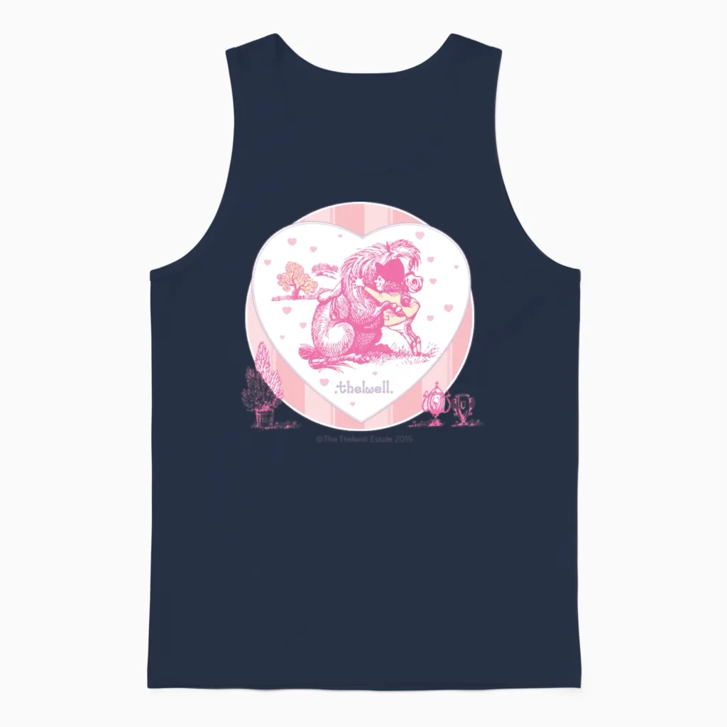 Ponyhugging Thelwell Cartoon Unisex Tank Top in Navy