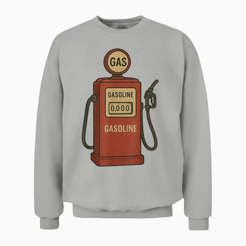 Vintage Graphic T-Shirt with Retro Fuel Pump Unisex Sweatshirt in Ash