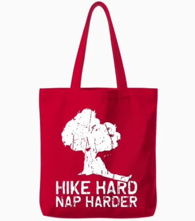 Hike Hard, Nap Harder - Hiking Tote Bags - Red