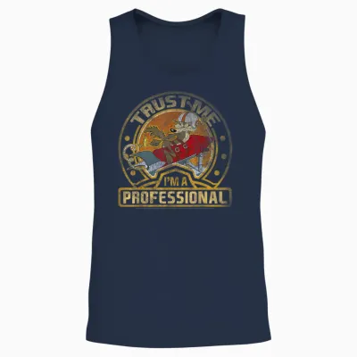 Looney Tunes Wile E. Coyote Trust Me I'm a Professional Short Sleeve Unisex Tank Top - Navy