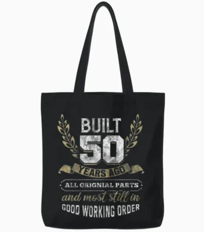 50th Birthday Gift Idea Vintage Car Slogan Men Tote Bags - Black