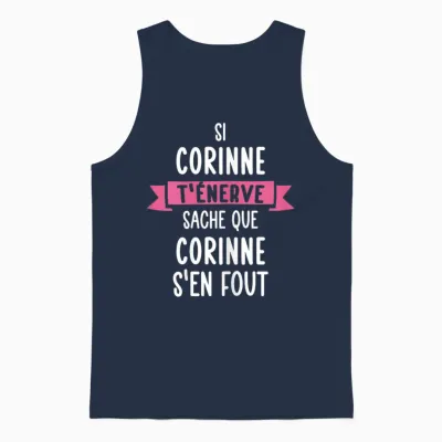 Gift Woman Humour Name Personalized Corinne T-Shirt, Black, Female X-Small Unisex Tank Top - Navy